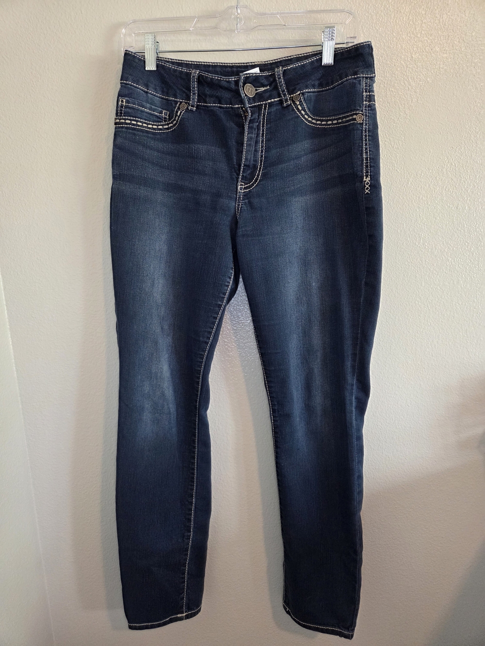 Maurices Dark Blue Skinny Jeans with Contrast Stitching